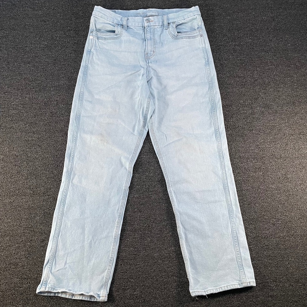 American Eagle Curvy Straight Jeans Womens 14 Light Blue Good Stretch High Rise